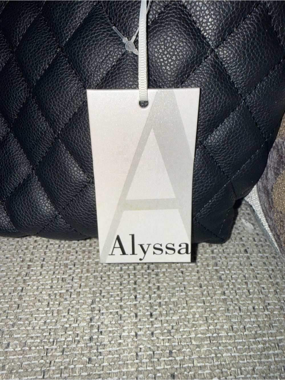 Alyssa Quilted Black Tote Bag - Picture 2 of 6